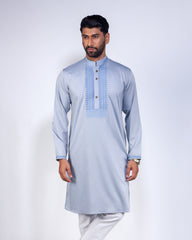 Slate Gray Tencel  Regular Fit Panjabi for Men